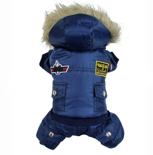 Air Force Inspired Four-Legged Pet Suit - Stylish Autumn And Winter Coats For Dogs-0